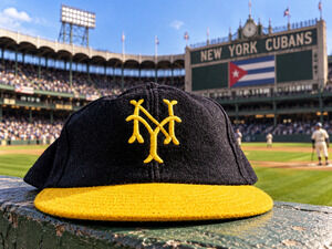 New York Cubans Negro League Baseball Hat Cap 7 3/8 Vintage USA Rare Wool